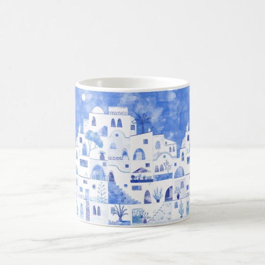 Mug Aquarelle Santorin Grèce Monogram (Centre)