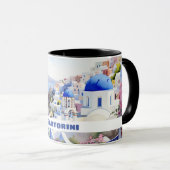 Mug Aquarelle Santorini Oia (Devant droit)