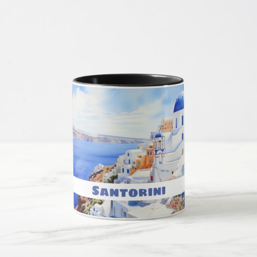 Mug Aquarelle Santorini Oia (Centre)