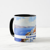 Mug Aquarelle Santorini Oia (Devant gauche)