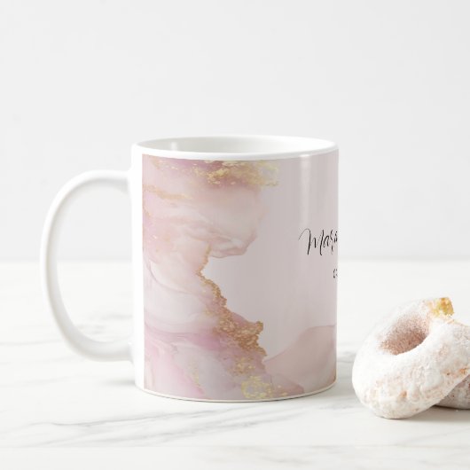 Mug Aquarelle Seraphina Musique rose et or (Avec donut)