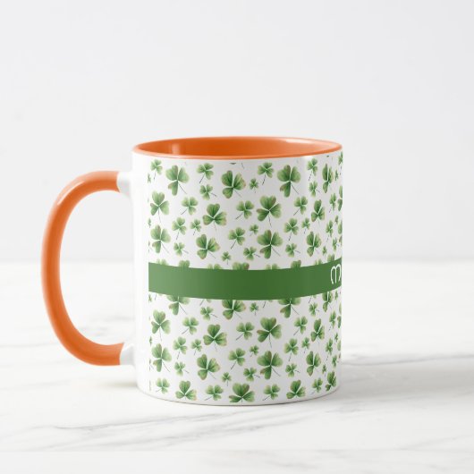 Mug Aquarelle Shamrock St. Patrick's Day Nom (Gauche)