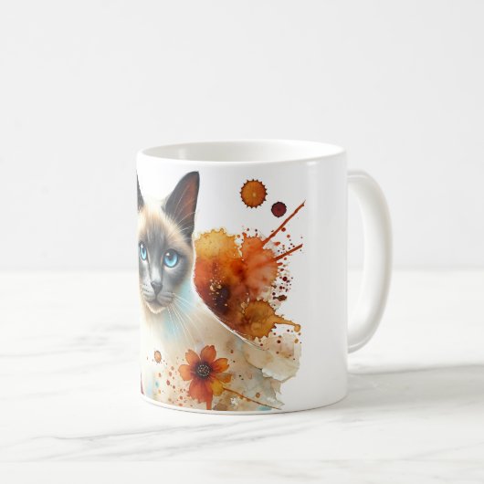 Mug Aquarelle Siamese Cat Blue Point (Devant droit)