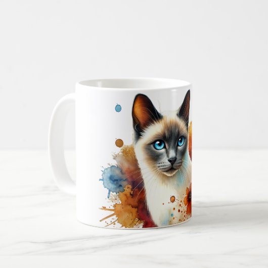 Mug Aquarelle Siamese Cat Blue Point (Devant gauche)