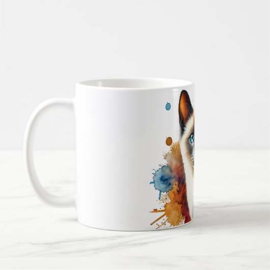 Mug Aquarelle Siamese Cat Blue Point (Gauche)