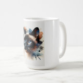 Mug Aquarelle Siamese Chat Portrait coloré (Devant droit)