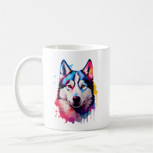 Mug Aquarelle Sibérienne Husky Art coloré