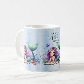 Mug Aquarelle Sirène Mer Vie Mignonne Belle (Devant gauche)