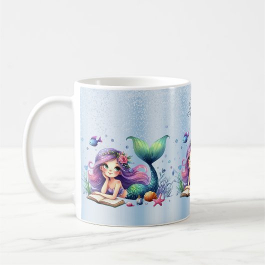 Mug Aquarelle Sirène Mer Vie Mignonne Belle (Gauche)