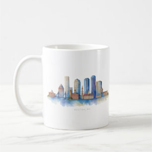 Mug Aquarelle Skyline de Boston City MA Boston moder