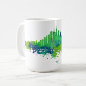 Mug Aquarelle Skyline de Chicago en bleu et citron ver (Devant gauche)