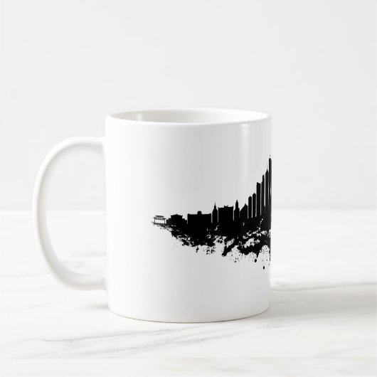 Mug Aquarelle Skyline de Chicago noir et blanc (Gauche)