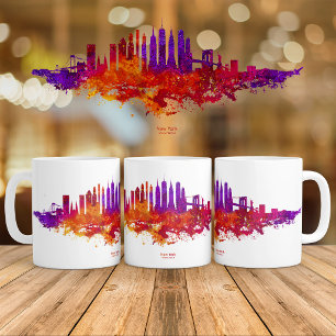 Mug Aquarelle Skyline de New York en blanc