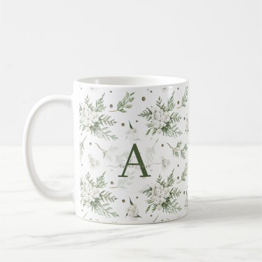 Mug Aquarelle Snowberry White Cèdre Branche Noël (Gauche)