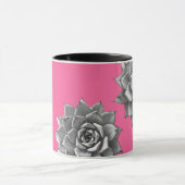 Mug Aquarelle Succulente Gris sur rose chaud (Centre)
