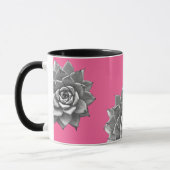 Mug Aquarelle Succulente Gris sur rose chaud (Gauche)