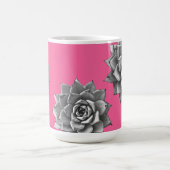 Mug Aquarelle Succulente Gris sur rose chaud (Centre)