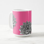 Mug Aquarelle Succulente Gris sur rose chaud (Devant gauche)