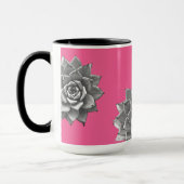 Mug Aquarelle Succulente Gris sur rose chaud (Gauche)