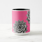 Mug Aquarelle Succulente Gris sur rose chaud (Centre)