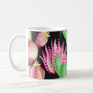 Mug Aquarelle succulents : cactus motif floral.