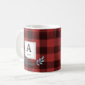 Mug Aquarelle Tartan Noël Verdure Monogramme (Devant gauche)