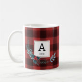 Mug Aquarelle Tartan Noël Verdure Monogramme (Gauche)