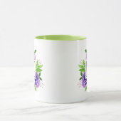 Mug Aquarelle tendance violet et chaux Roses Monogramm (Centre)