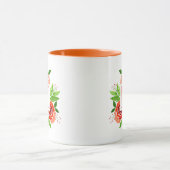 Mug Aquarelle tendance Vivre Corail Roses Monogramme (Centre)