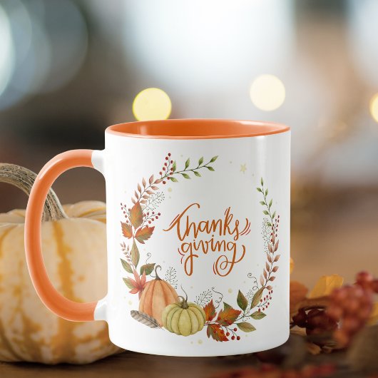 Mug Aquarelle Thanksgiving Citrouilles