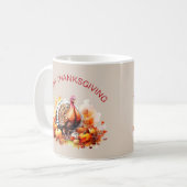 Mug Aquarelle Thanksgiving Turquie et Citrouilles (Devant gauche)