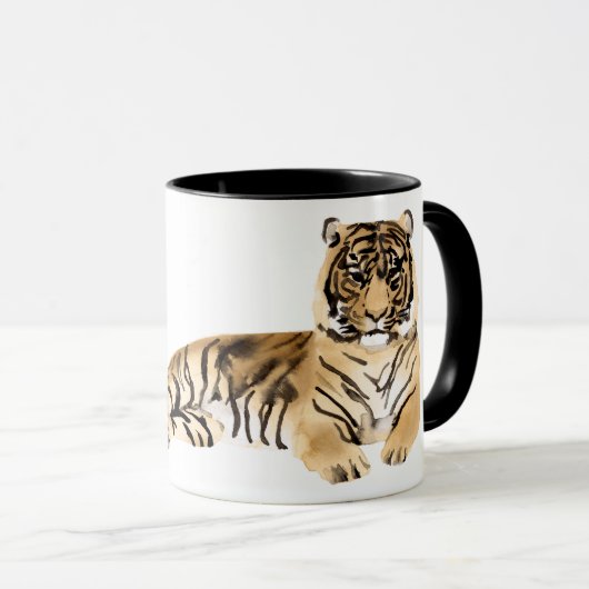 Mug Aquarelle Tiger Repose (Devant droit)