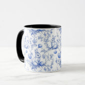 Mug Aquarelle Toile Bleue De Jouy Bunny Pâques (Devant gauche)