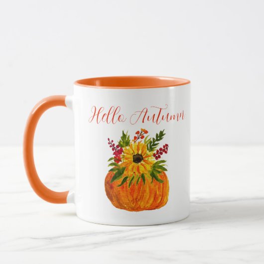Mug Aquarelle Tournesols mignons automne Rustique auto (Gauche)