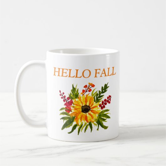 Mug Aquarelle Tournesols mignons automne Rustique auto (Gauche)