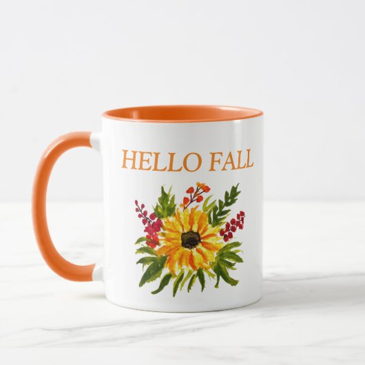 Mug Aquarelle Tournesols mignons automne Rustique auto (Gauche)
