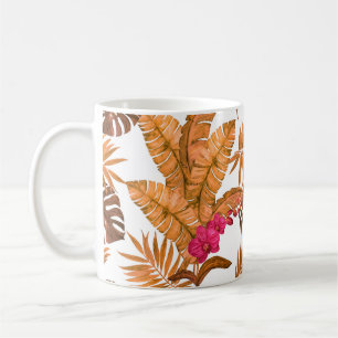 Mug Aquarelle transparente motif avec feuilles tropica
