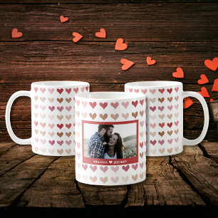 Mug Aquarelle transparente Motif de coeur photo et nom