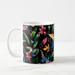 Mug Aquarelle transparente motif, oiseaux tropicaux, t