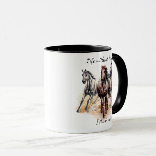 Mug Aquarelle Trois Chevaux Ferme Animaux Amusants Cit (Devant droit)