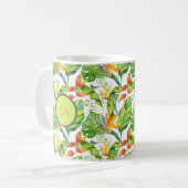 Mug Aquarelle Tropical Green Monstera & Feuilles orang (Devant gauche)