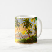 Mug Aquarelle Tropical Palm Trees Beach Peinture (Devant droit)