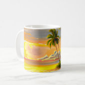Mug Aquarelle Tropical Palm Trees Beach Peinture (Devant gauche)