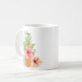 Mug Aquarelle tropicale d'ananas Hibiscus floral Palme (Devant gauche)