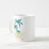 Mug Aquarelle tropicale Palmiers Sable d'or (Devant gauche)