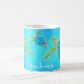 Mug Aquarelle tropicale Tortue côtière Aqua Blue (Centre)