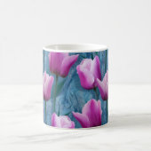 Mug Aquarelle Tulipes roses et stuc bleu (Centre)