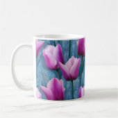 Mug Aquarelle Tulipes roses et stuc bleu (Gauche)