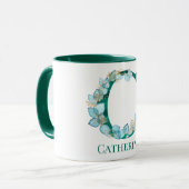 Mug Aquarelle Turquoise et or Monogramme C (Devant gauche)