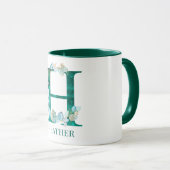 Mug Aquarelle Turquoise et or Monogramme lettre H (Devant droit)
